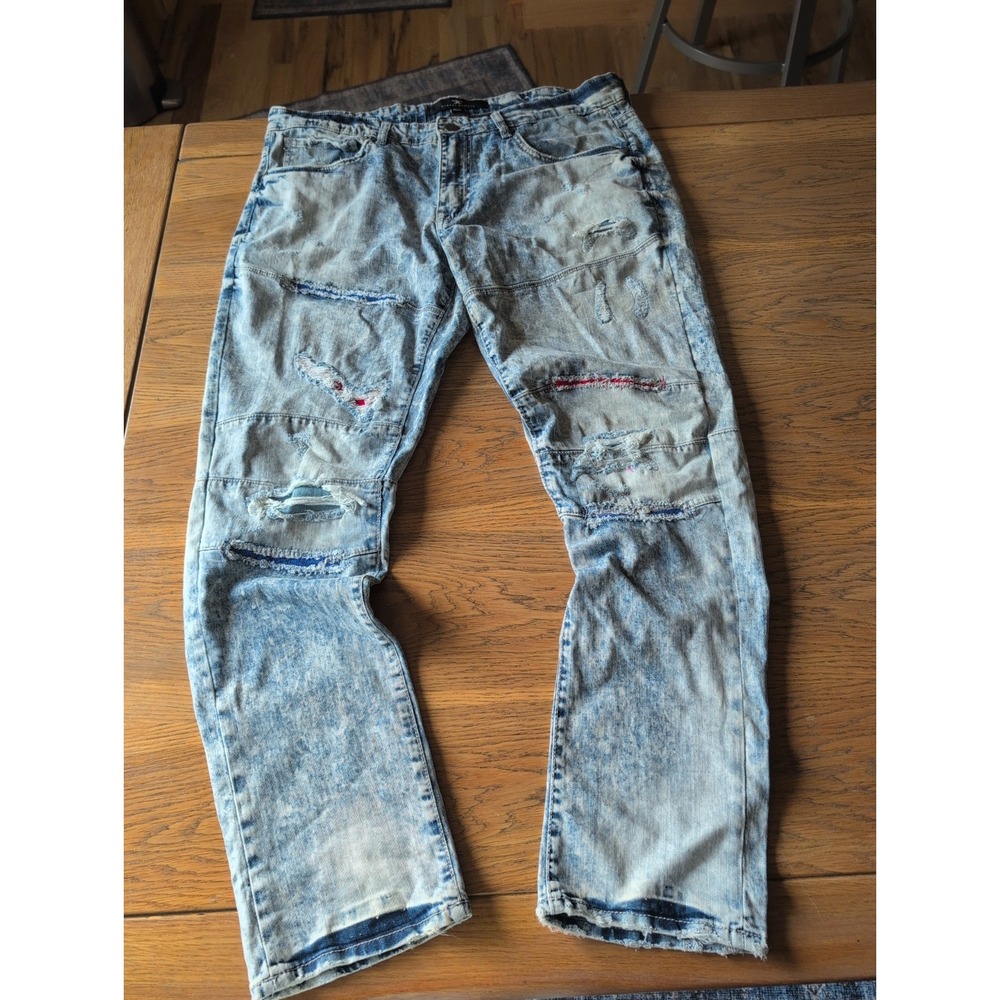 Jordan Craig Legacy Edition Aaron 36 x 32 Mens Jeans Denim  Lite Blue Distressed